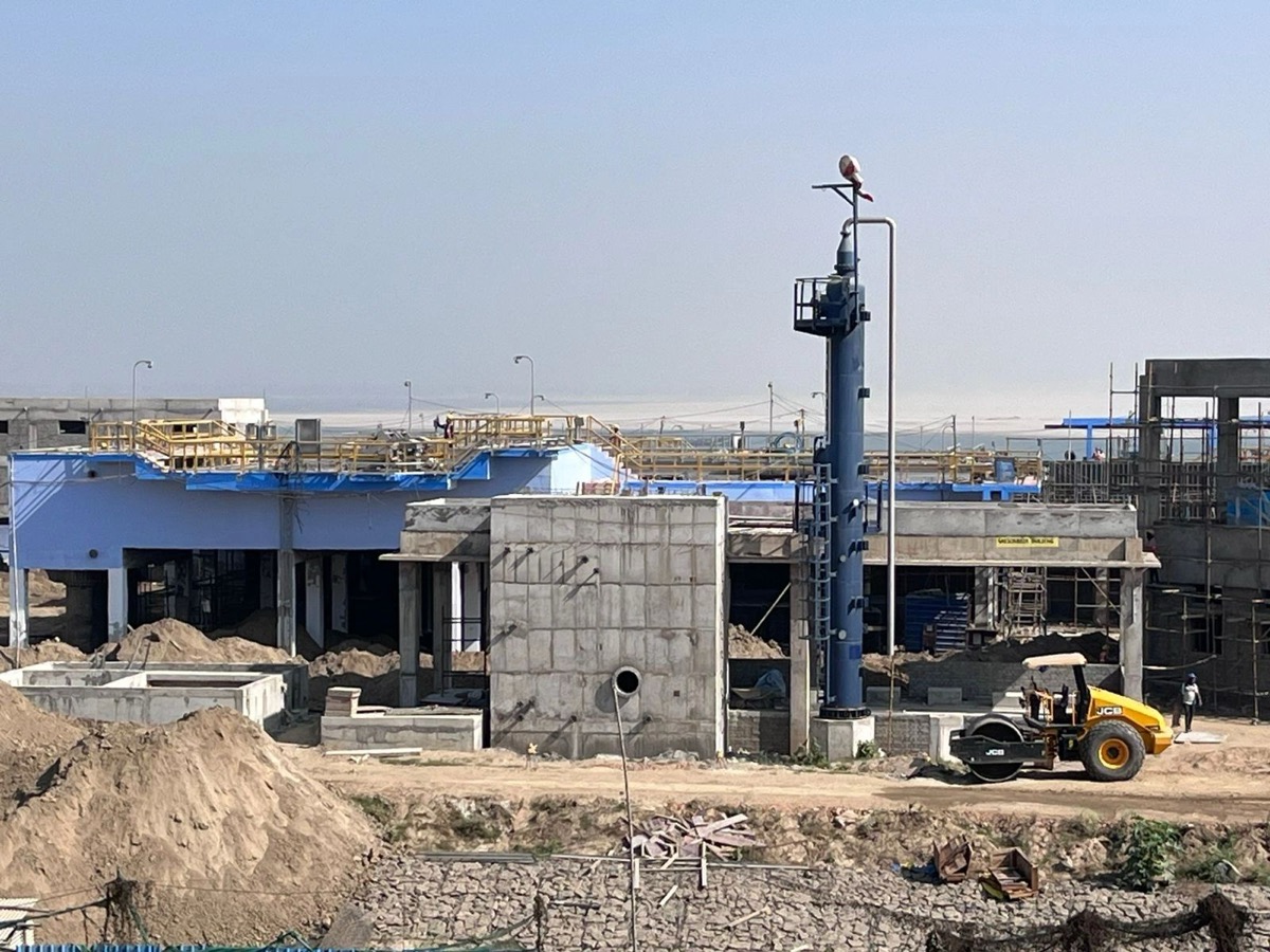 100 MLD Sewage treatment plant civil construction in progress